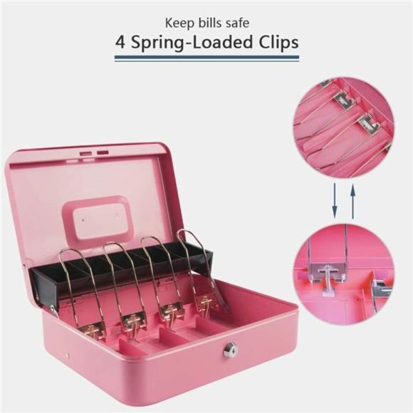 XL Large Cash Box with Combination Lock Money Box w/ Cash Tray Saving Organizer - Picture 4 of 6